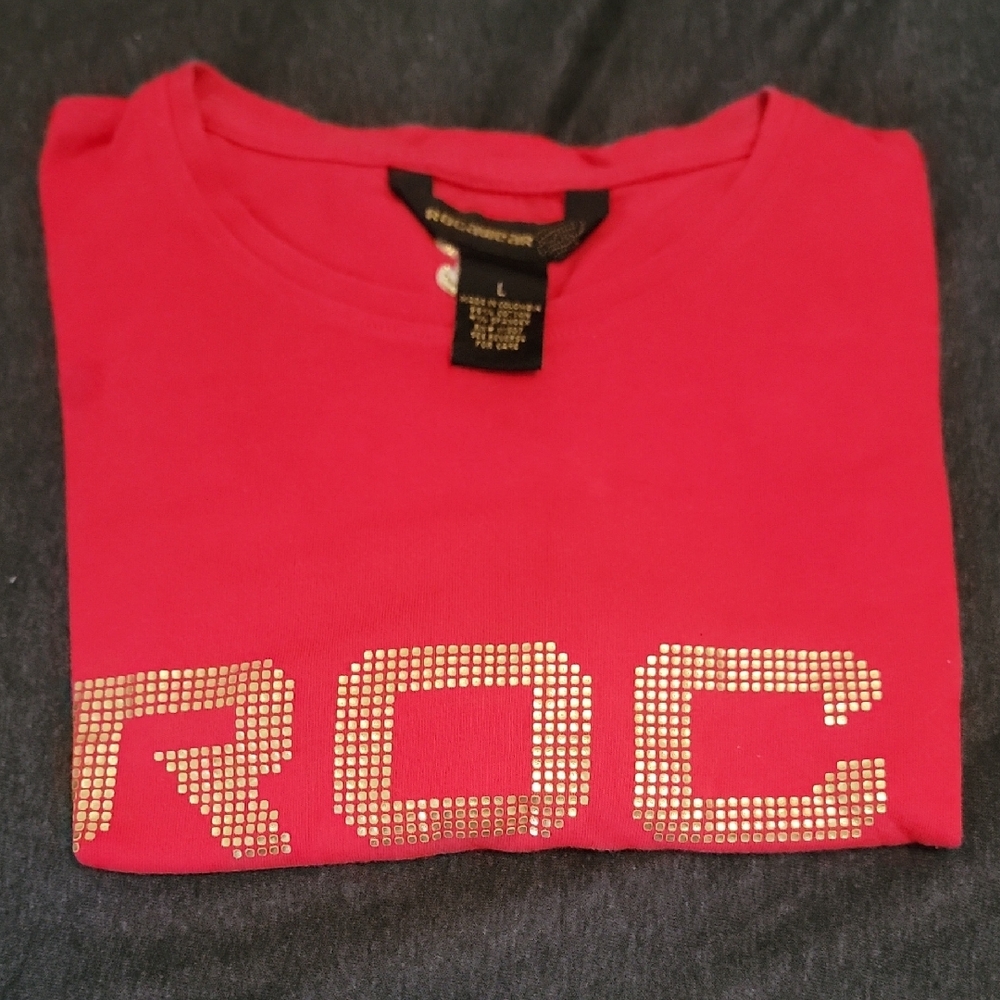 Rocawear Red Short Sleeve Tee with Gold Stud Design